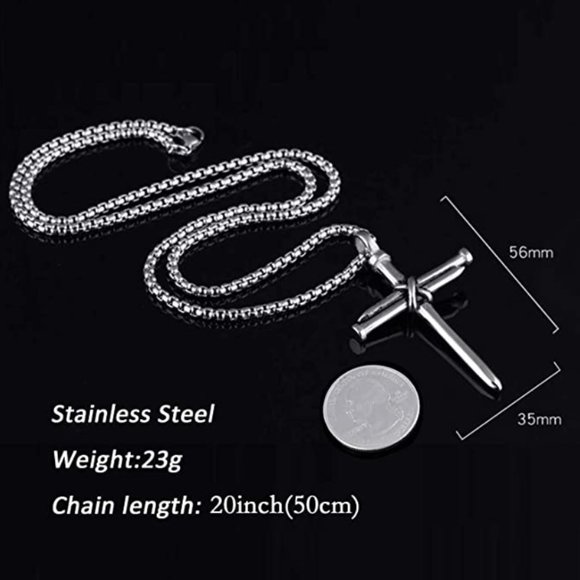 Men's Stainless Steel Cross Necklace - Picture 2 of 5